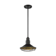 Nuvo Lighting Blue Harbor 10in 1-Light Pendant | Nautical & Coastal Dark Bronze and Gold | Kitchen Island & Dining Room | 9.75 x 8.13 in | Model 60-7043