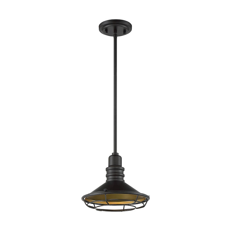 Nuvo Lighting Blue Harbor 10in 1-Light Pendant | Nautical & Coastal Dark Bronze and Gold | Kitchen Island & Dining Room | 9.75 x 8.13 in | Model 60-7043