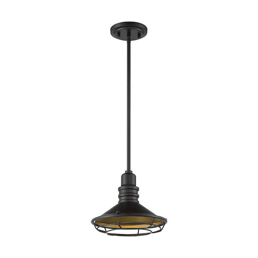 Nuvo Lighting Blue Harbor 10in 1-Light Pendant | Nautical & Coastal Dark Bronze and Gold | Kitchen Island & Dining Room | 9.75 x 8.13 in | Model 60-7043