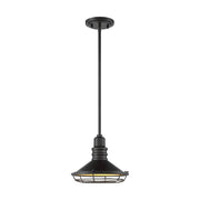 Nuvo Lighting Blue Harbor 10in 1-Light Pendant | Nautical & Coastal Dark Bronze and Gold | Kitchen Island & Dining Room | 9.75 x 8.13 in | Model 60-7043