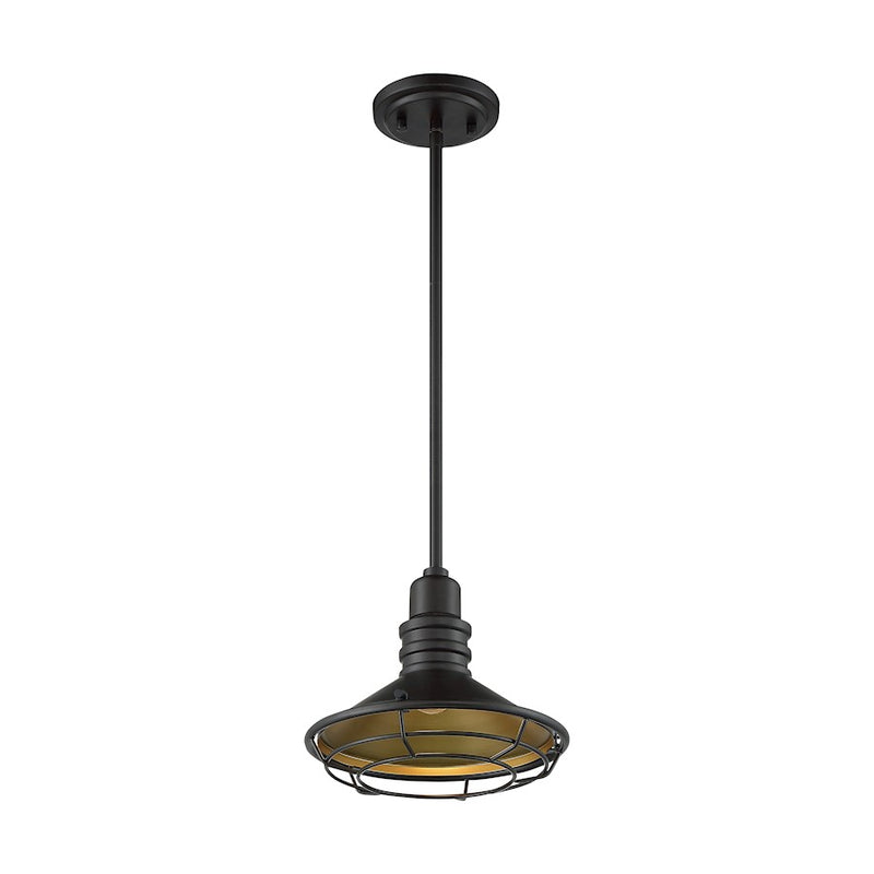 Nuvo Lighting Blue Harbor 10in 1-Light Pendant | Nautical & Coastal Dark Bronze and Gold | Kitchen Island & Dining Room | 9.75 x 8.13 in | Model 60-7043