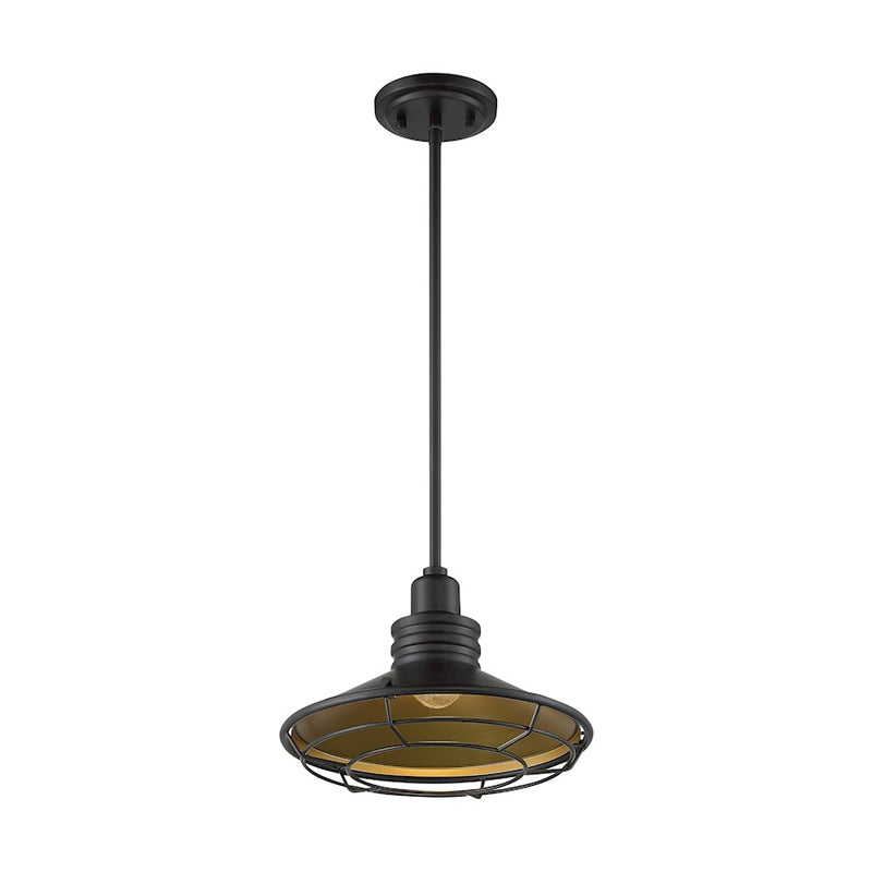 Nuvo Lighting Blue Harbor 12in 1-Light Pendant | Nautical & Coastal Dark Bronze and Gold | Kitchen Island & Dining Room | Damp Rated, 12 x | Model 60-7044