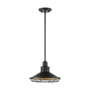 Nuvo Lighting Blue Harbor 12in 1-Light Pendant | Nautical & Coastal Dark Bronze and Gold | Kitchen Island & Dining Room | Damp Rated, 12 x | Model 60-7044