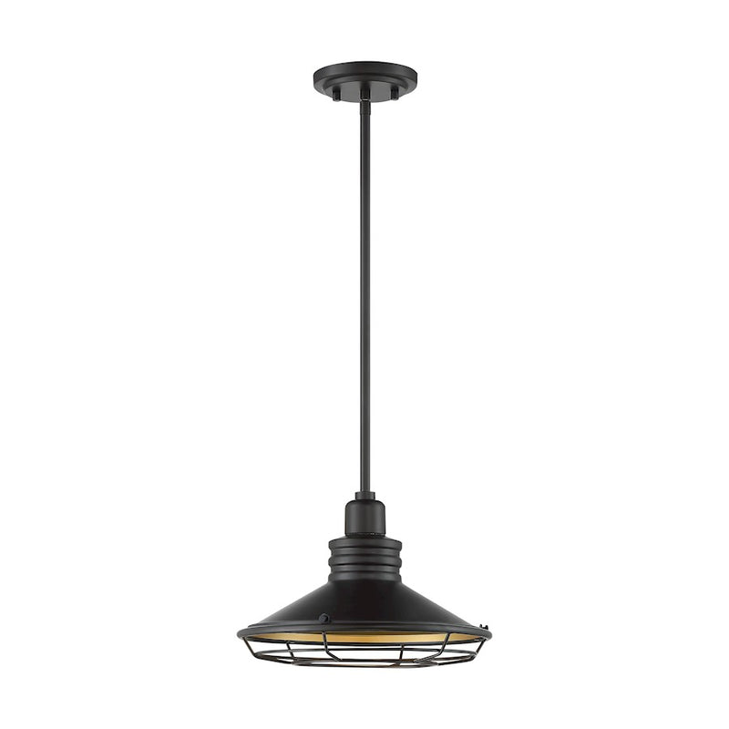 Nuvo Lighting Blue Harbor 12in 1-Light Pendant | Nautical & Coastal Dark Bronze and Gold | Kitchen Island & Dining Room | Damp Rated, 12 x | Model 60-7044