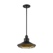 Nuvo Lighting Blue Harbor 12in 1-Light Pendant | Nautical & Coastal Dark Bronze and Gold | Kitchen Island & Dining Room | Damp Rated, 12 x | Model 60-7044