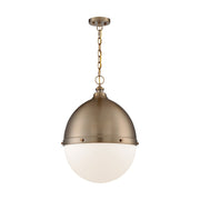 Nuvo Lighting Ronan 18in 1-Light Pendant | Vintage Burnished Brass and Etched Opal Glass | Kitchen Island & Dining Room | 17.5 x 17.5 x | Model 60-7049