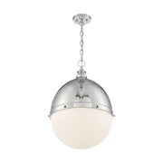 Nuvo Lighting Ronan 25in 1-Light Pendant | Vintage Polished Nickel and Etched Opal Glass | Kitchen Island & Dining Room | 17.5 x 24.63 in | Model 60-7050
