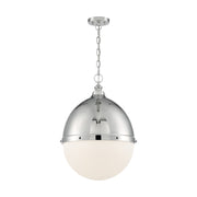 Nuvo Lighting Ronan 25in 1-Light Pendant | Vintage Polished Nickel and Etched Opal Glass | Kitchen Island & Dining Room | 17.5 x 24.63 in | Model 60-7050