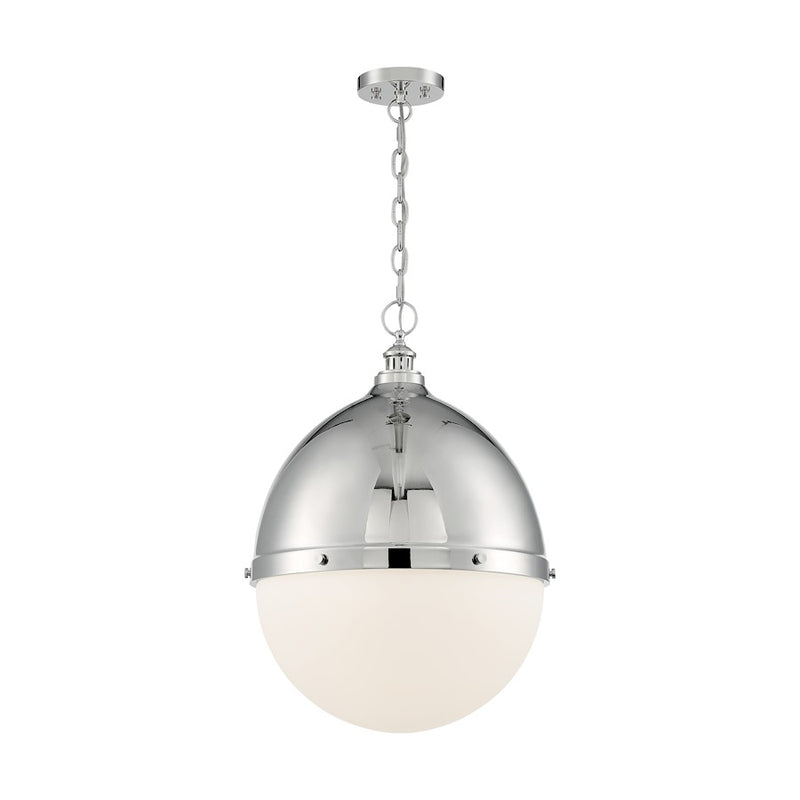 Nuvo Lighting Ronan 25in 1-Light Pendant | Vintage Polished Nickel and Etched Opal Glass | Kitchen Island & Dining Room | 17.5 x 24.63 in | Model 60-7050