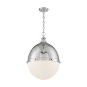 Nuvo Lighting Ronan 25in 1-Light Pendant | Vintage Polished Nickel and Etched Opal Glass | Kitchen Island & Dining Room | 17.5 x 24.63 in | Model 60-7050