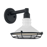 Nuvo Lighting Blue Harbor 1-Light Wall Sconce | Nautical & Coastal Gloss White and Textured Black | Indoor & Covered Patio | 9.75 x 10 in | Model 60-7051
