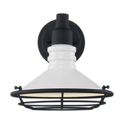 Nuvo Lighting Blue Harbor 1-Light Wall Sconce | Nautical & Coastal Gloss White and Textured Black | Indoor & Covered Patio | 9.75 x 10 in | Model 60-7051