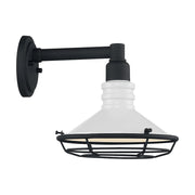Nuvo Lighting Blue Harbor 1-Light Wall Sconce | Nautical & Coastal Gloss White and Textured Black | Indoor & Covered Patio | 9.75 x 10 in | Model 60-7051