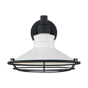 Nuvo Lighting Blue Harbor 12in 1-Light Wall Sconce | Nautical Coastal Gloss White and Textured Black | Covered Patio & Entryway | 12 x 10 | Model 60-7052