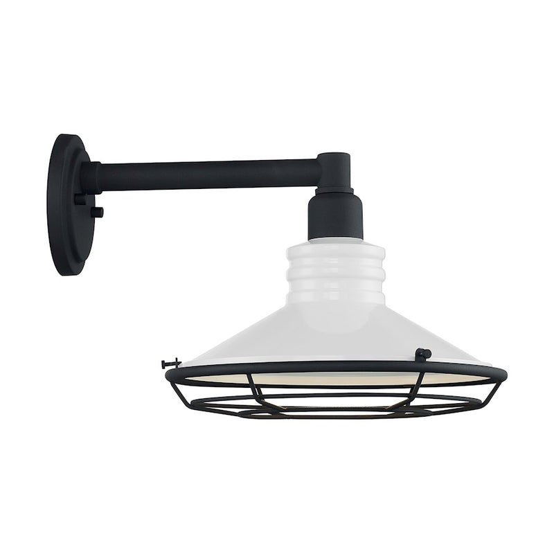 Nuvo Lighting Blue Harbor 12in 1-Light Wall Sconce | Nautical Coastal Gloss White and Textured Black | Covered Patio & Entryway | 12 x 10 | Model 60-7052