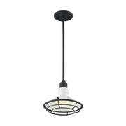 Nuvo Blue Harbor 9.75in 1-Light Pendant | Nautical & Coastal Gloss White and Black Accents | Kitchen Island & Dining Room | 9.75 x 9.75 x | Model 60-7053