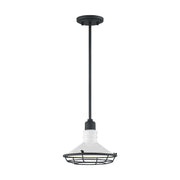 Nuvo Blue Harbor 9.75in 1-Light Pendant | Nautical & Coastal Gloss White and Black Accents | Kitchen Island & Dining Room | 9.75 x 9.75 x | Model 60-7053
