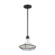 Nuvo Blue Harbor 9.75in 1-Light Pendant | Nautical & Coastal Gloss White and Black Accents | Kitchen Island & Dining Room | 9.75 x 9.75 x | Model 60-7053