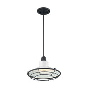 Nuvo Lighting Blue Harbor 12in 1-Light Pendant | Nautical & Coastal Gloss White and Black Accents | Kitchen Island & Dining Room | 12 x 12 | Model 60-7054