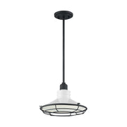 Nuvo Lighting Blue Harbor 12in 1-Light Pendant | Nautical & Coastal Gloss White and Black Accents | Kitchen Island & Dining Room | 12 x 12 | Model 60-7054