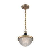 Nuvo Lighting Faro 10in 1-Light Pendant | Transitional Burnished Brass and Black with Clear Prismatic Glass | Kitchen Island & Dining Room | Model 60-7059