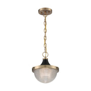 Nuvo Lighting Faro 10in 1-Light Pendant | Transitional Burnished Brass and Black with Clear Prismatic Glass | Kitchen Island & Dining Room | Model 60-7059