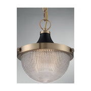 Nuvo Lighting Faro 10in 1-Light Pendant | Transitional Burnished Brass and Black with Clear Prismatic Glass | Kitchen Island & Dining Room | Model 60-7059