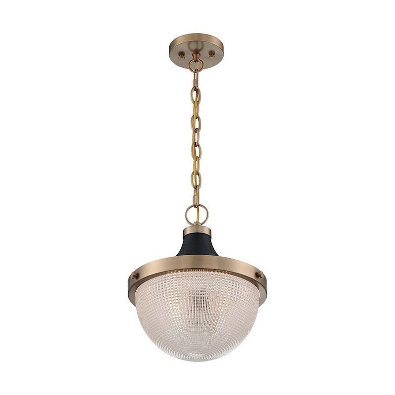 Nuvo Lighting Faro 13in 1-Light Pendant | Transitional Burnished Brass and Black with Clear Prismatic Glass | Kitchen Island & Dining Room | Model 60-7060