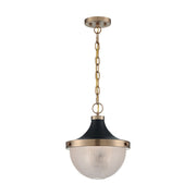 Nuvo Lighting Faro 13in 1-Light Pendant | Transitional Burnished Brass and Black with Clear Prismatic Glass | Kitchen Island & Dining Room | Model 60-7060