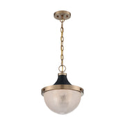 Nuvo Lighting Faro 13in 1-Light Pendant | Transitional Burnished Brass and Black with Clear Prismatic Glass | Kitchen Island & Dining Room | Model 60-7060