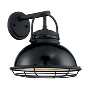 Nuvo Lighting Upton 12in 1-Light Wall Sconce | Nautical & Coastal Gloss Black and Silver | Indoor & Covered Patio | 12 x 12 in | Model 60-7062