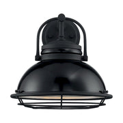 Nuvo Lighting Upton 12in 1-Light Wall Sconce | Nautical & Coastal Gloss Black and Silver | Indoor & Covered Patio | 12 x 12 in | Model 60-7062