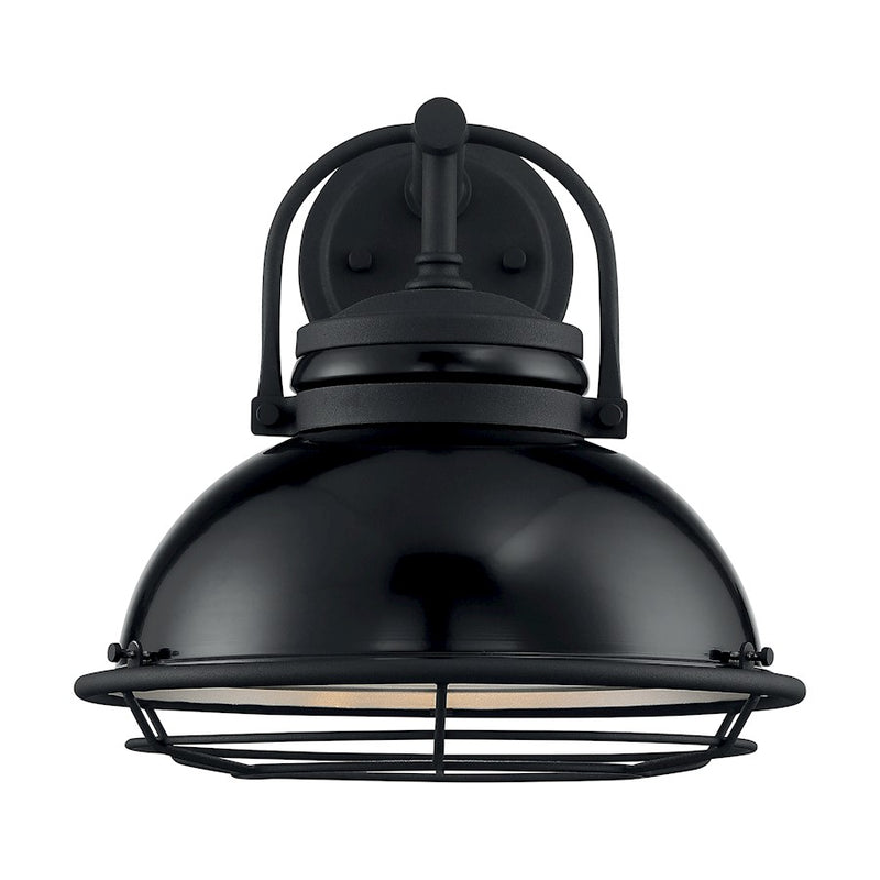 Nuvo Lighting Upton 12in 1-Light Wall Sconce | Nautical & Coastal Gloss Black and Silver | Indoor & Covered Patio | 12 x 12 in | Model 60-7062