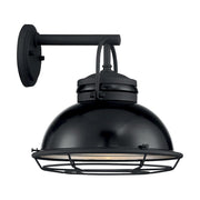 Nuvo Lighting Upton 12in 1-Light Wall Sconce | Nautical & Coastal Gloss Black and Silver | Indoor & Covered Patio | 12 x 12 in | Model 60-7062