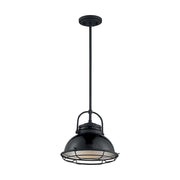Nuvo Lighting Upton 12in 1-Light Pendant | Nautical & Coastal Gloss Black and Silver | Kitchen Island & Dining Room | 12 x 12 x 11.13 in | Model 60-7064