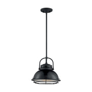 Nuvo Lighting Upton 12in 1-Light Pendant | Nautical & Coastal Gloss Black and Silver | Kitchen Island & Dining Room | 12 x 12 x 11.13 in | Model 60-7064