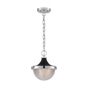 Nuvo Lighting Faro 10in 1-Light Pendant | Transitional Polished Nickel and Black Clear Prismatic Glass | Kitchen Island & Dining Room | 10 | Model 60-7069