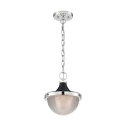 Nuvo Lighting Faro 10in 1-Light Pendant | Transitional Polished Nickel and Black Clear Prismatic Glass | Kitchen Island & Dining Room | 10 | Model 60-7069