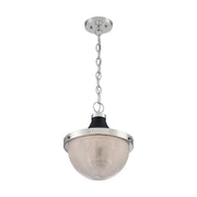 Nuvo Lighting Faro 13in 1-Light Pendant | Transitional Polished Nickel and Black with Clear Prismatic Glass | Kitchen Island & Dining Room | Model 60-7070