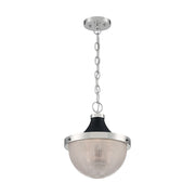 Nuvo Lighting Faro 13in 1-Light Pendant | Transitional Polished Nickel and Black with Clear Prismatic Glass | Kitchen Island & Dining Room | Model 60-7070