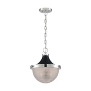 Nuvo Lighting Faro 13in 1-Light Pendant | Transitional Polished Nickel and Black with Clear Prismatic Glass | Kitchen Island & Dining Room | Model 60-7070