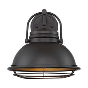 Nuvo Lighting Upton 12in 1-Light Wall Sconce | Nautical & Coastal Dark Bronze and Gold Finish | Covered Patio & Bathroom | 12 x 12 x 8 in | Model 60-7072