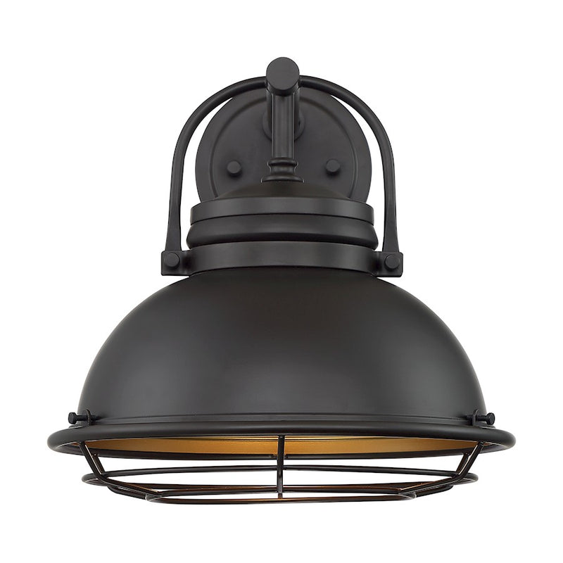 Nuvo Lighting Upton 12in 1-Light Wall Sconce | Nautical & Coastal Dark Bronze and Gold Finish | Covered Patio & Bathroom | 12 x 12 x 8 in | Model 60-7072