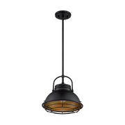 Nuvo Lighting Upton 12in 1-Light Pendant | Nautical & Coastal Dark Bronze and Gold | Kitchen Island & Dining Room | Damp Rated, 12 x 12 x | Model 60-7074
