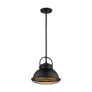 Nuvo Lighting Upton 12in 1-Light Pendant | Nautical & Coastal Dark Bronze and Gold | Kitchen Island & Dining Room | Damp Rated, 12 x 12 x | Model 60-7074
