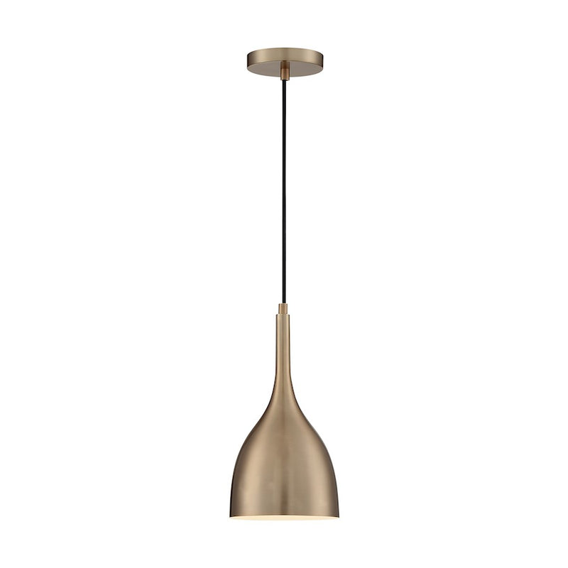 Nuvo Lighting Bellcap 1-Light 7in Pendant | Mid-Century Modern Burnished Brass | Kitchen Island & Dining Room | 13.25in H | Model 60-7076