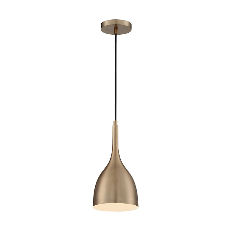 Nuvo Lighting Bellcap 1-Light 7in Pendant | Mid-Century Modern Burnished Brass | Kitchen Island & Dining Room | 13.25in H | Model 60-7076