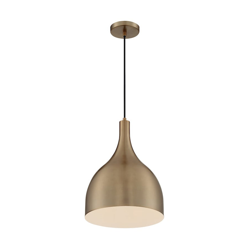Nuvo Lighting Bellcap 12in 1-Light Pendant | Mid-Century Modern Burnished Brass | Kitchen Island & Dining Room | 12 x 12 x 16.38 in | Model 60-7077