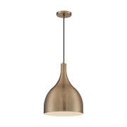 Nuvo Lighting Bellcap 12in 1-Light Pendant | Mid-Century Modern Burnished Brass | Kitchen Island & Dining Room | 12 x 12 x 16.38 in | Model 60-7077