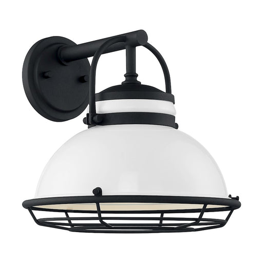 Nuvo Lighting Upton 12in 1-Light Wall Sconce | Nautical & Coastal Gloss White and Textured Black | Indoor & Covered Patio | 12 x 12 in | Model 60-7082
